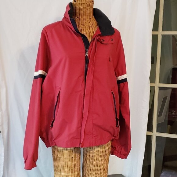>>FATHER'S DAY<< Men's NAUTICA Rain Jacket w/Concealed Hood in Red/Navy Blue - M - Picture 1 of 5